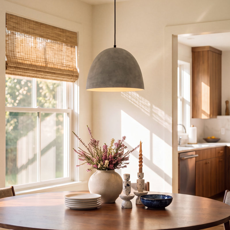 AllModern Kristen 1-Light Dimmable Metal and Concrete Dome Pendant